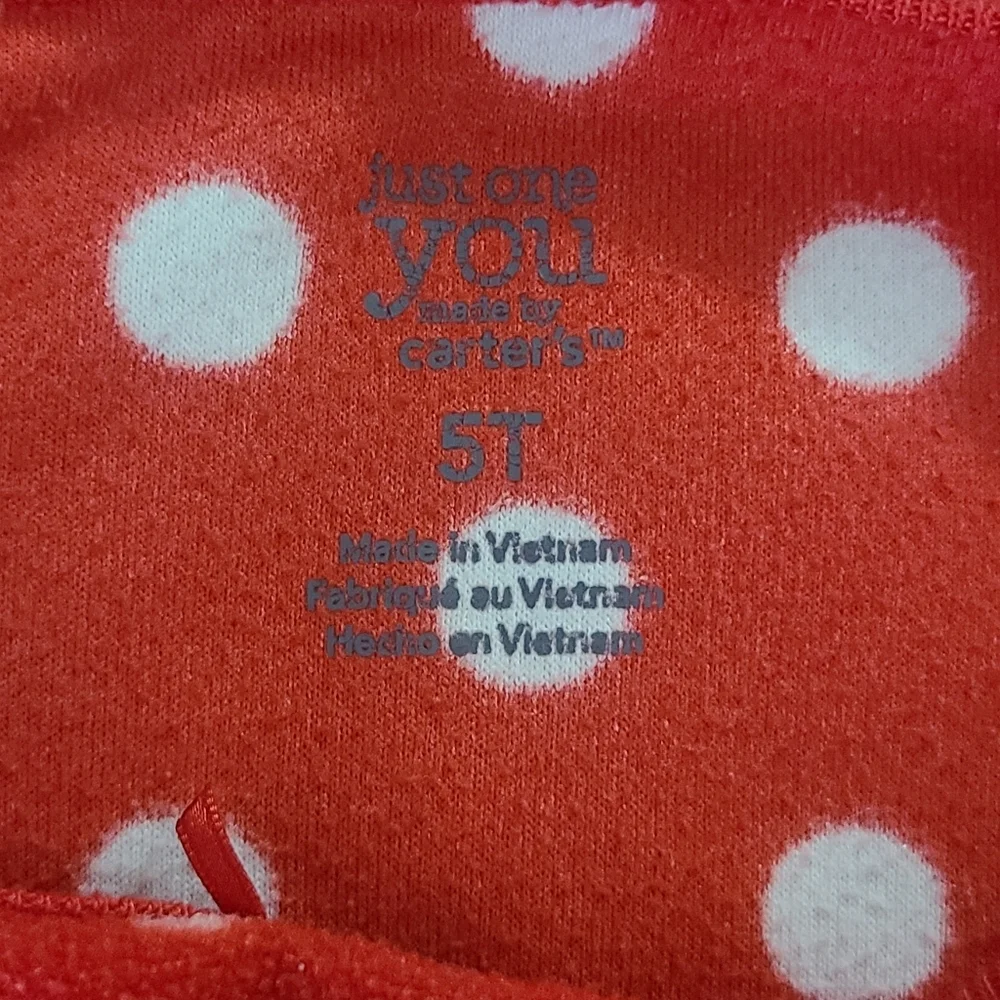 Carters Girls Sz 5T I Love Santa Red White Polka Dots Fleece Nightgown